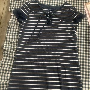 Tommy Hilfiger Navy and White Striped Mini Dress